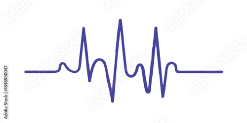 An electrocardiogram monitor displays a green heartbeat wave and a blue medical ekg pulse line forming a healthy graphic cardiogram vector illustration for hospital healthcare