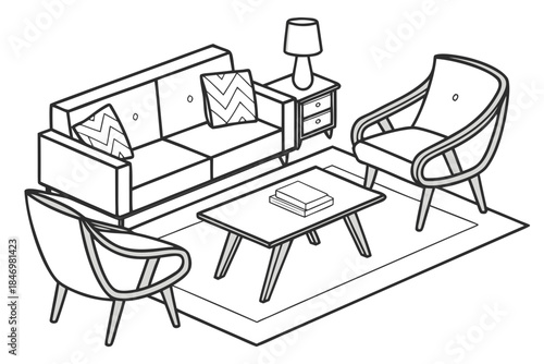 Furniture Arrangement Concept Illustration Minima (2) Vector Icon