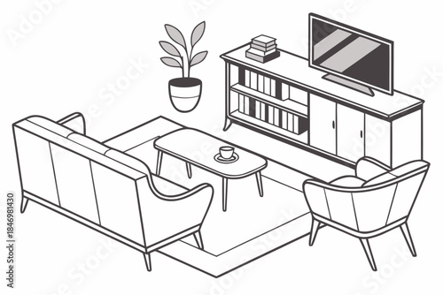 Furniture Arrangement Concept Illustration Minima (1) Vector Icon
