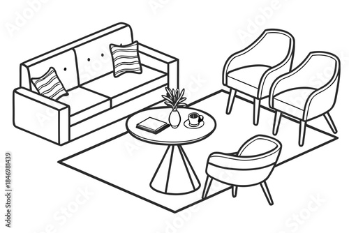 Furniture Arrangement Concept Illustration Minima (3) Vector Icon