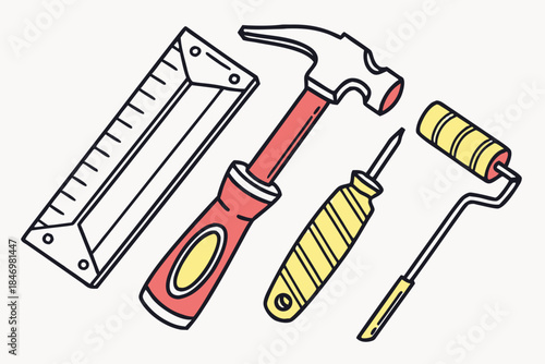 Home Renovation Tools Illustration Flat Design W (1) Vector Icon