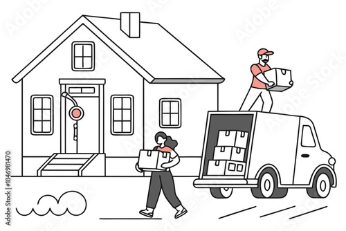 Moving House Service Illustration Flat Vector Wh (2) Vector Icon