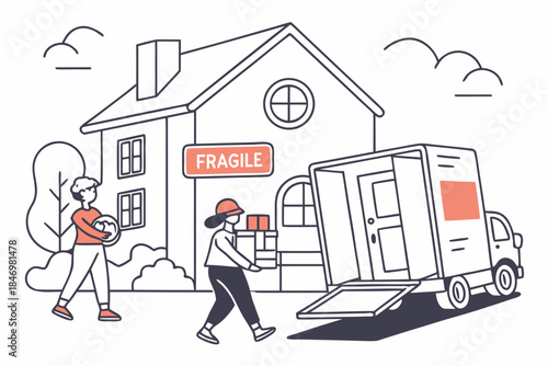 Moving House Service Illustration Flat Vector Wh (3) Vector Icon