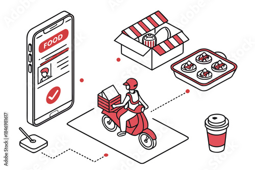Online Food Delivery Concept Illustration Flat Ve (1) Vector Icon