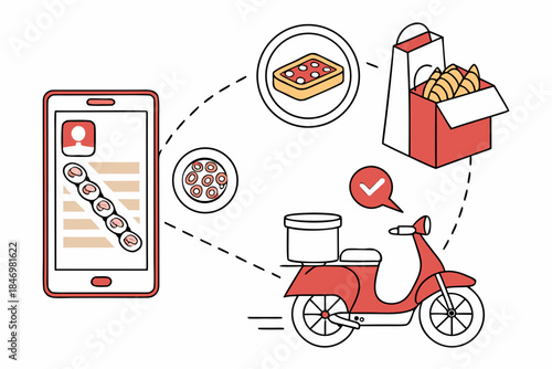 Online Food Delivery Concept Illustration Flat Ve (2) Vector Icon