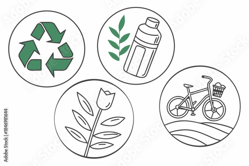 Eco Friendly Lifestyle Icon Set Minimal Vector W (1) Vector Icon