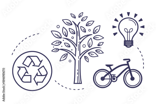 Eco Friendly Lifestyle Icon Set Minimal Vector W Vector Icon