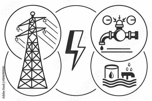 Utility Services Abstract Icons Minimal Style Wh Vector Icon