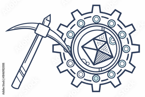 Cryptocurrency Mining Abstract Symbol No Logos W Vector Icon