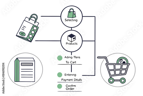 E Commerce Payment Process Illustration Flat Vect Vector Icon