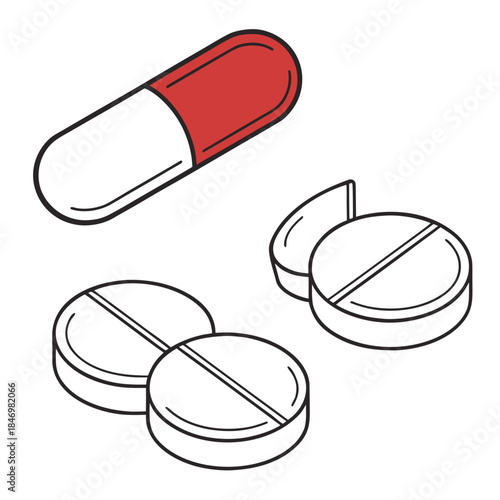 Medicine Capsules And Pills Illustration Minimal Vector Icon