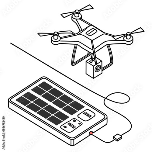 Electric drone recharging from portable solar panel 1