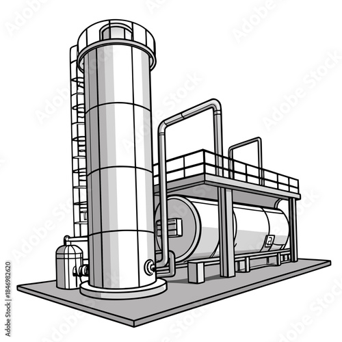 Natural gas processing plant with silver condenser and cylindrical tower