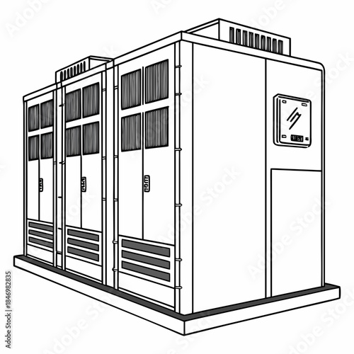 Energy storage containers aligned in symmetry industrial