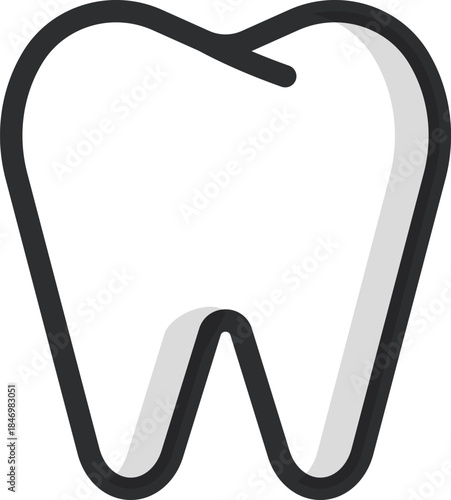 Clean minimalist vector line art icon of a healthy human tooth, symbolizing dental health, oral hygiene, and professional medical care concepts