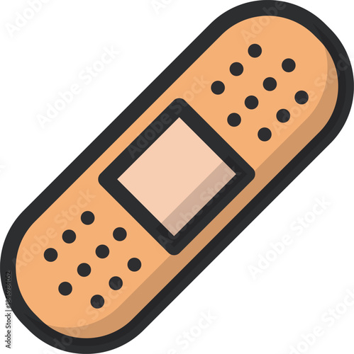 Clean vector illustration of a beige adhesive medical plaster icon for first aid and minor injury care