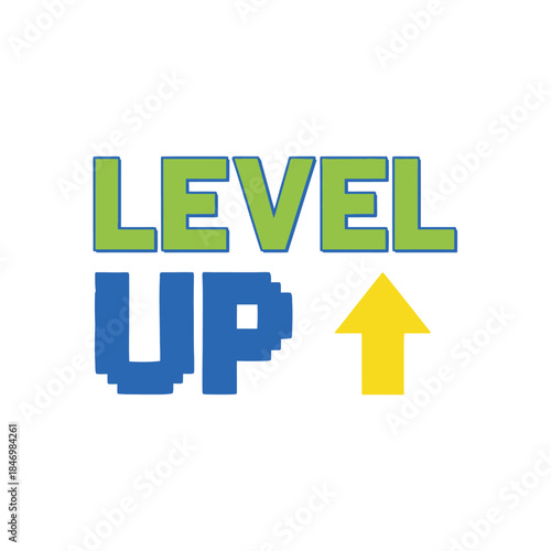 Level up typography t-shirt design isolated on transparent background