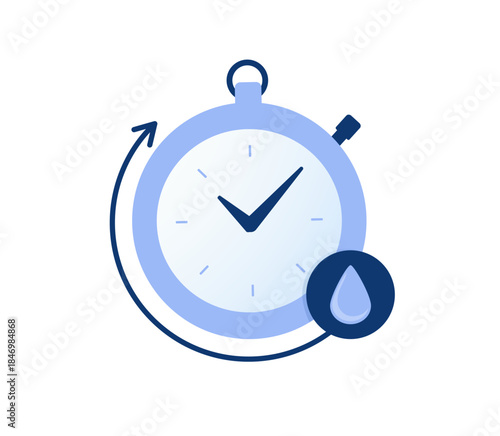 Quick dry icon vector illustration. Quick and fast clock dry wet clothes symbol. Fast drying formulation. Quick dry