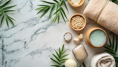 Top View of Spa Treatment Items Background