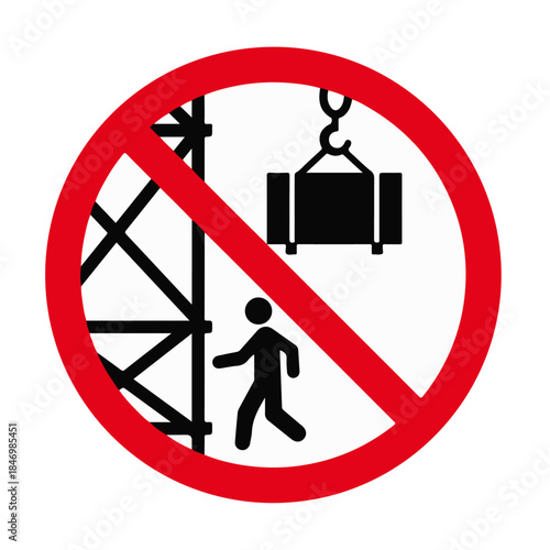 Danger Crane Operating Overhead Stay Out From Under Suspended Loads Symbol Sign, Vector Illustration, Isolate On White Background