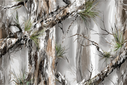 Forest real tree camouflage design. Hunting camouflage. Digital camo. Vector camouflage background.Camouflage seamless pattern.