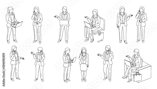 Fashion Woman Silhouette Vector Icon Set for Office and Lifestyle