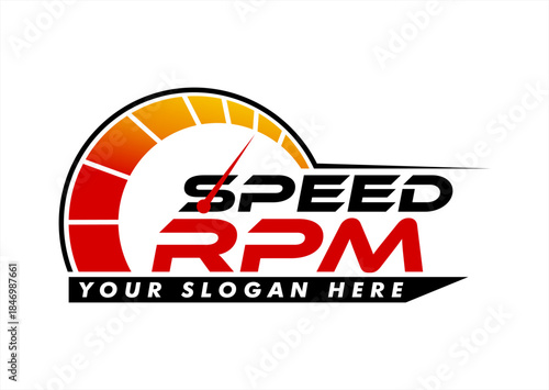 speedometer speed racing rpm logo sticker design vector illustration