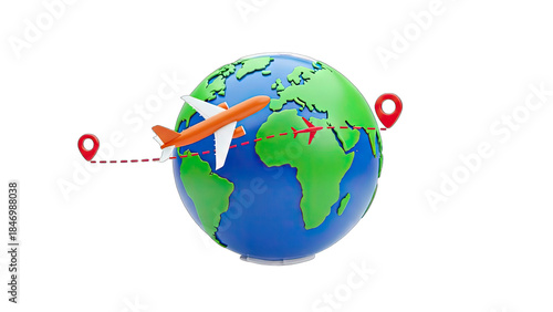 Airplane Flying Around the World, Travel Concept