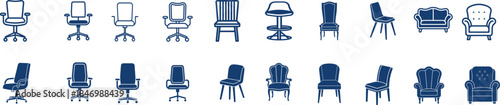 Office chair icon set vector illustration on white background