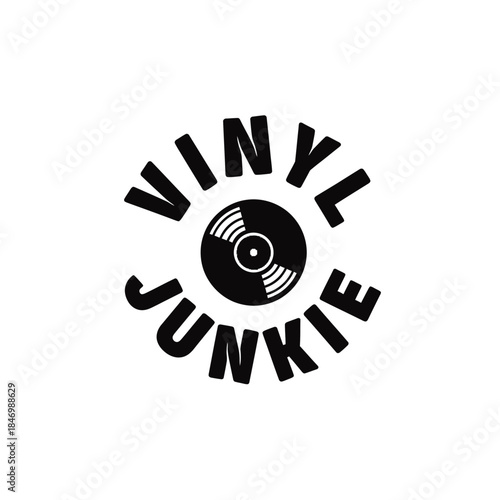 Vinyl junkie typography t-shirt design isolated on transparent background