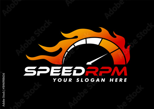speedometer speed racing rpm logo sticker design vector illustration