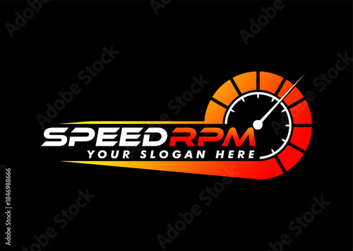speedometer speed racing rpm logo sticker design vector illustration