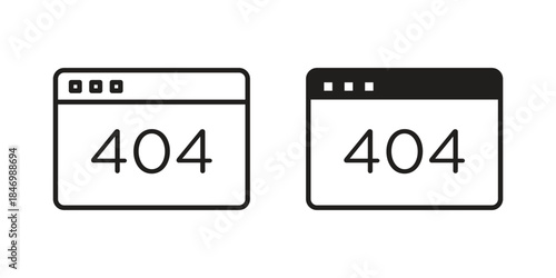 404 Error icon element in flat simple style. Thin stroke editable icons