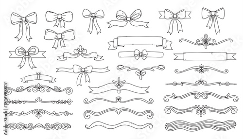 Ribbon and Banner Vector Icon Set with Vintage and Modern Labels