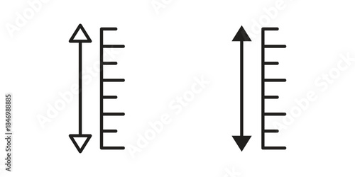 Adjustable height icon element in flat simple style. Thin stroke editable icons
