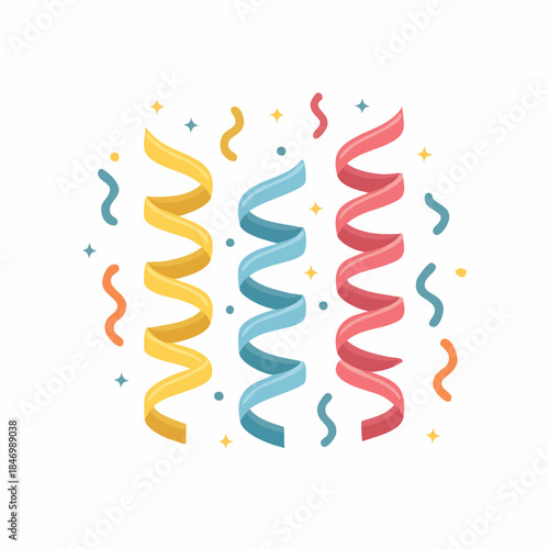 Colorful streamers: A festive assortment of colorful streamers float playfully. The dynamic arrangement symbolizes celebration and joy.