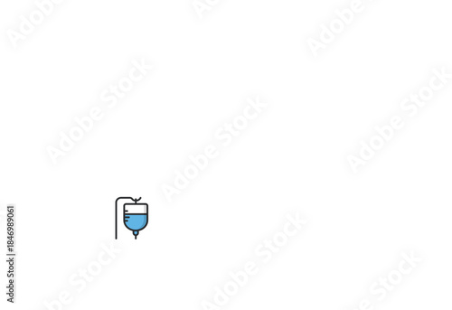 Medical intravenous drip icon with a bag of fluid hanging from a stand