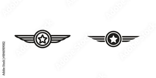 Air force icon element in flat simple style. Thin stroke editable icons
