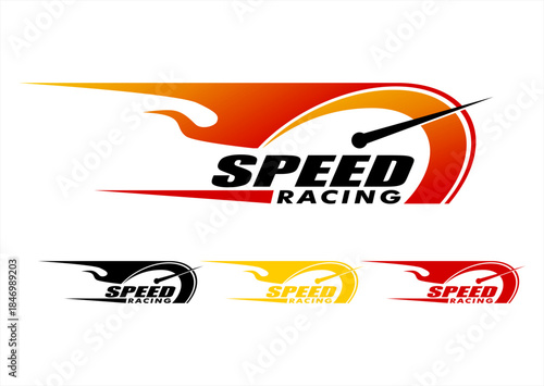 speedometer speed racing rpm logo sticker design vector illustration