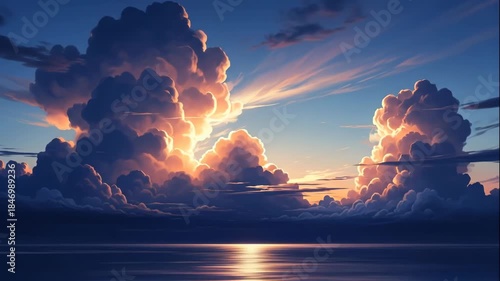 Sunset illuminating cloudy skies