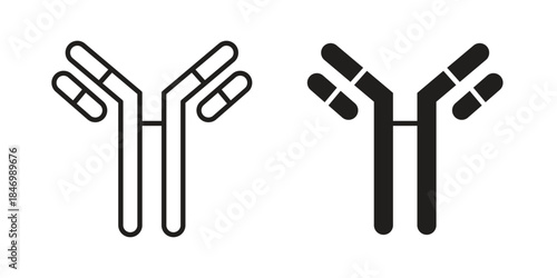 Antibody icon element in flat simple style. Thin stroke editable icons