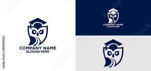 Owl With Graduation Cap Logo Symbolizing Education, Knowledge, And Academic Achievement