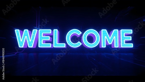 Business word on neon digital screen with social media concept at night