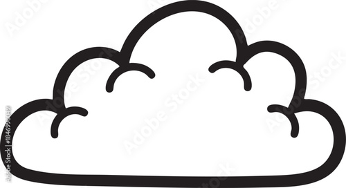 Simple hand drawn doodle cloud icon outline in black ink on