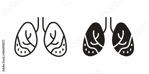 Asthma icon element in flat simple style. Thin stroke editable icons