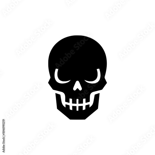 Frowning Angry Human Skull Silhouette Graphic