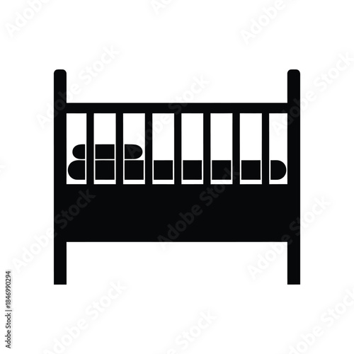 Baby crib furniture silhouette Vector illustration
