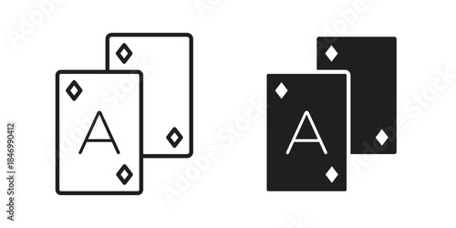 Baccarat icon element in flat simple style. Thin stroke editable icons