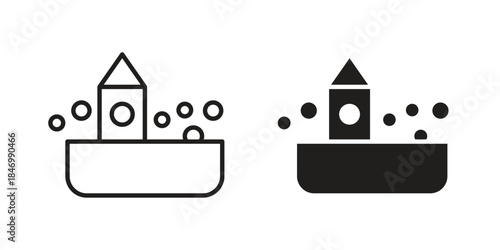 Ball pit icon element in flat simple style. Thin stroke editable icons