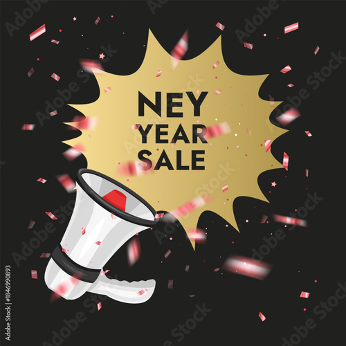 New Year Sale Banner with gold decoration Vector format